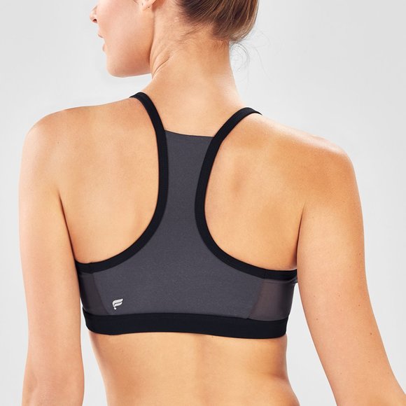 NWT Fabletics Black + Grey Portia Racerback Sports Bra - Picture 2 of 6